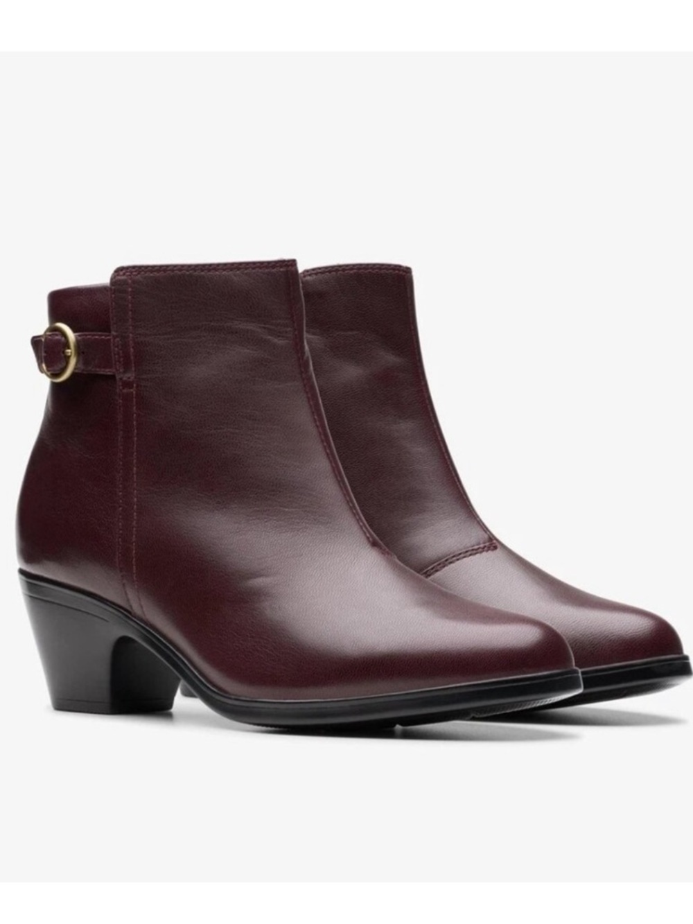 Clarks Womens Collection Emily 2 Belle Round Toe Boots Burgundy Size 6.5